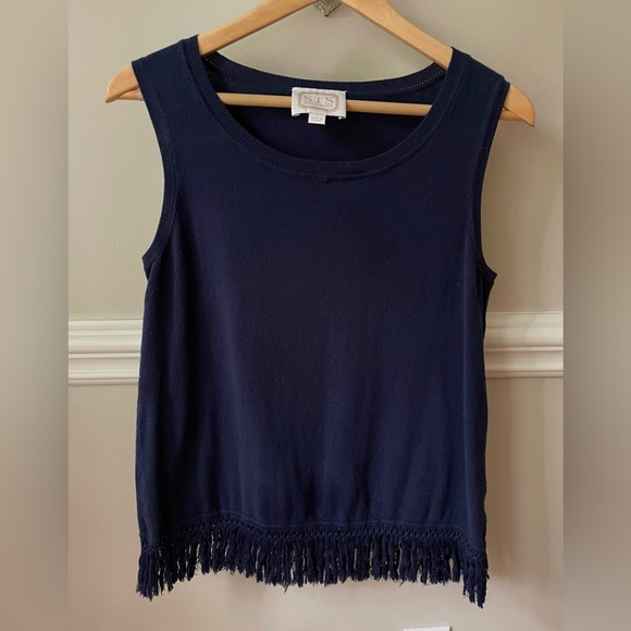 SAIL TO SABLE navy fringe top - Picture 1 of 5